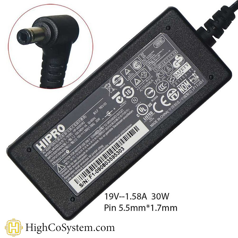 adapter hp 19.5v 1.58a normal stock شارژر لپ تاپ اچ پی 19ولت 1.58 آمپر نرمال
