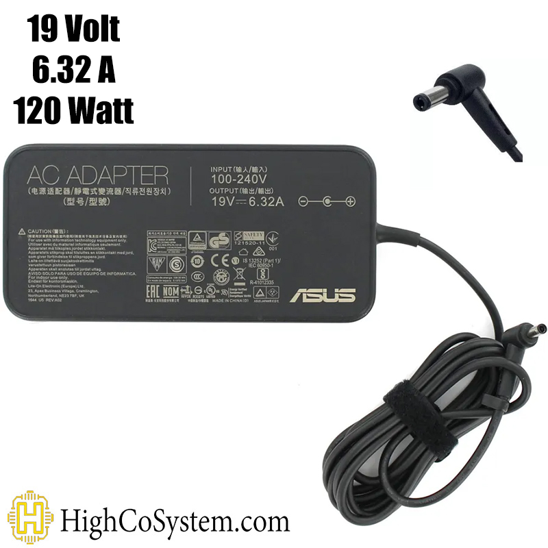 adapter asus 19v 6.32a normal شارژر لپ تاپ ایسوس 19 ولت 6.32امپر نرمال