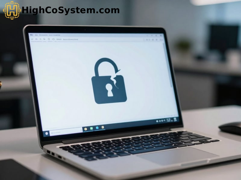 Worried woman at a desk staring at a laptop screen that shows a large red banner reading “Windows is not genuine,” a faded “Windows Genuine” watermark, an “Activation failed” dialog, and a suspicious file named “crack.exe.”