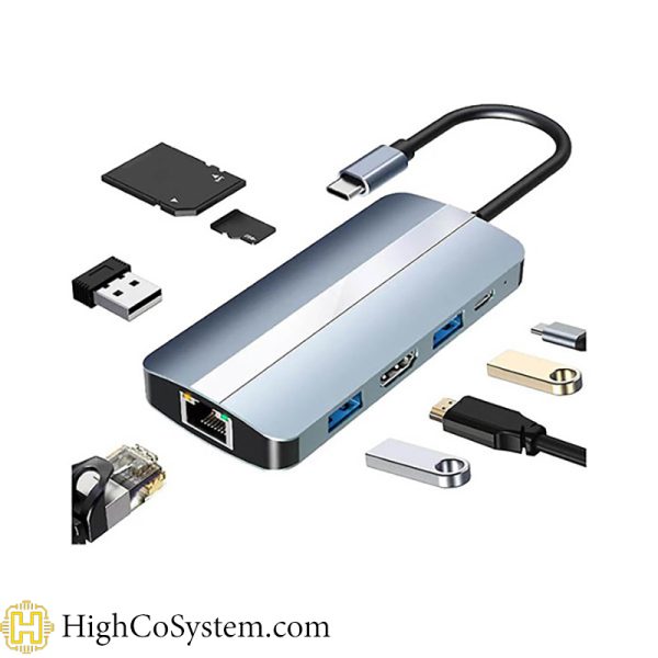 هاب 8 پورت همه کاره USB-C مدل 8in1 BYL-2205