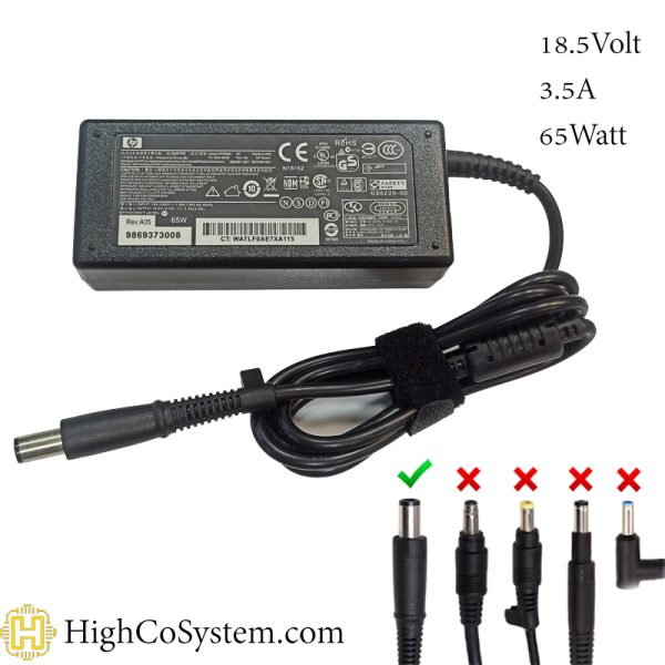 شارژر لپ تاپ HP 18.5V 3.5A سر دلی